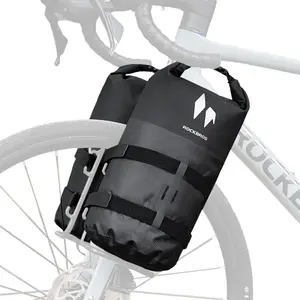 ROCKBROS RideMate 100% Waterproof Front Fork Rack Bag 7L - Polyester Construction with Reflective Logo & Dual-Texture Stitching for Outdoor Activities