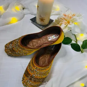 Golden Glow Beaded Khussa size 11 India