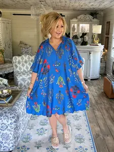 Floral Encyclopedia Print Mini Dress