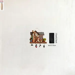 Cute Cartoon House - Shaped Key Hook, Creative Wall Mount Design Wall - Mounted Key Storage Rack for Entryway Decoration, Home - Use Key Organizing Hanging Ornament with Cute Figures and Green Plants