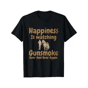 Happiness is to watch the bullets repeatedly cowboy T-shirt local warehouse delivery men's T-shirt men's T-shirt Christian theme shirt rock T-shirt men's clothing clearance sale