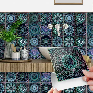 24 Pcs Removable Tile Stickers Residue-Free Waterproof Oil-Proof Self-Adhesive for Kitchen Bathroom Cabinet Renter-Use Easy Apply Peel Moisture-Proof Mildew-Resistant
