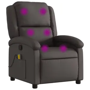 vidaXL Massage Recliner Chair Dark Brown Real Leather 3205925