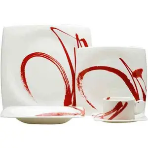 Red Vanilla PR1300-905-4 Paint It Red Dinner Set, 20 Piece