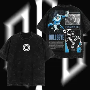 Bullseye Daredevil Vintage Acid Washed T-Shirt – Oversized Heavy Cotton Double Print Comic Streetwear Graphic Tee JVV 518 73G