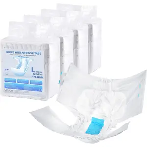 VEVOR Adult Briefs with Tabs, Super Absorbent Incontinence Briefs for Men and Women, Disposable Adult Diapers with Leakproof 3D Surround Guard & Wetness Indicator - L Size, 40 Count (4 Packs of 10)