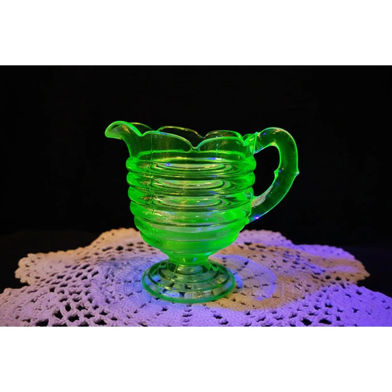 Vintage uranium 1930s Anchor Hocking  Green Depression Glass Creamer