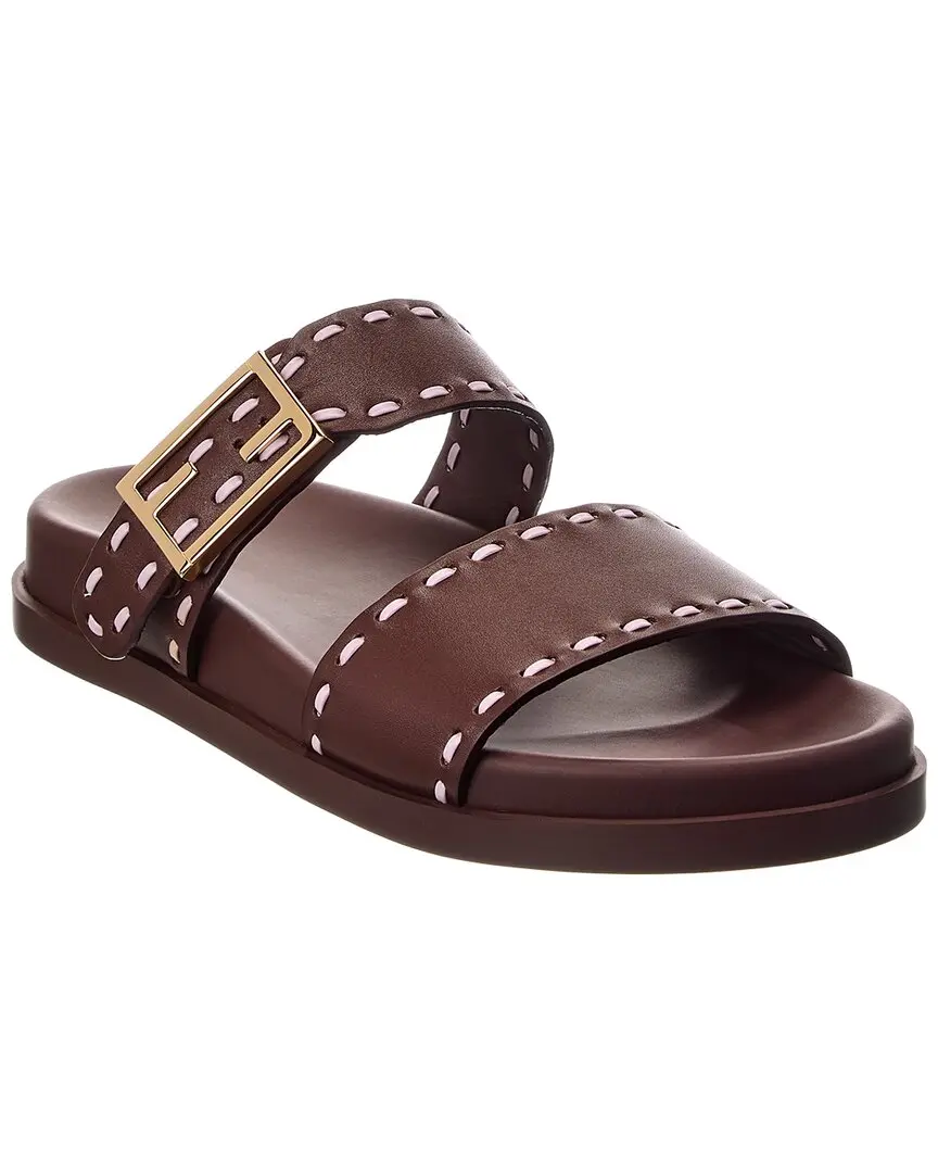FENDI Logo Leather Sandal