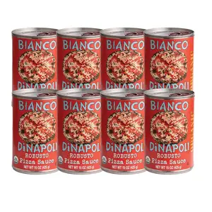 Bianco DiNapoli Organic Robusto Pizza Sauce – California Vine-Ripened Tomatoes – Made with Organic Garlic, Basil, Oregano & Extra Virgin Olive Oil – Ideal for Homemade Pizza – Canned Fresh – 8 Pack