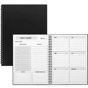 Minimalistic Weekly Planner Spiral Bound - Black