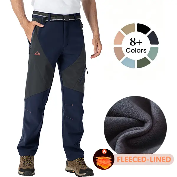 GOPUNE Men's Waterproof Work Pants Softshell Fleece Lined Outdoor Walking Warm Thicken Hiking Ski Pants with Zip Pockets Menswear Trousers