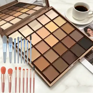 Cappell 25-color neutral eyeshadow palette with 16-piece macaron makeup brush set, soft animal hair, portable design for travel. Matte and shimmer finishes in one, perfect for daily commute and holiday trips.