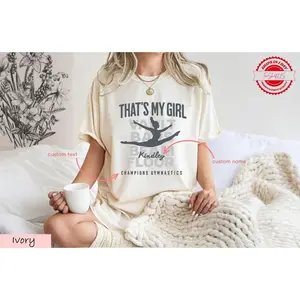 Custom Gymnastics Mom Shirt, Personalized Gymnastics Tee with Daughter Name, Comfort Colors Gymnastics T-Shirt