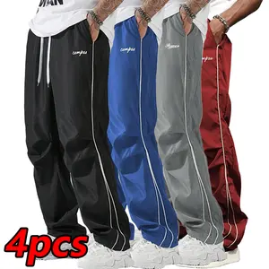 Campus Men's Loose Fit Gray Side Stripe Joggers Comfortable Design Sports Casual Pants Bottoms Athletic Wear 4pcs Set pant men leg trouser