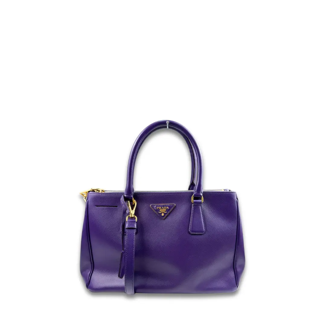 Pre-owned PRADA Saffiano Tote Bags Small Purple Double Zip Galleria