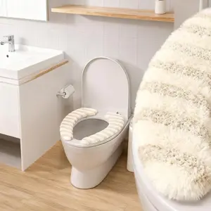 1 set of reusable household velvet toilet seat cushion, detachable and washable toilet seat cushion