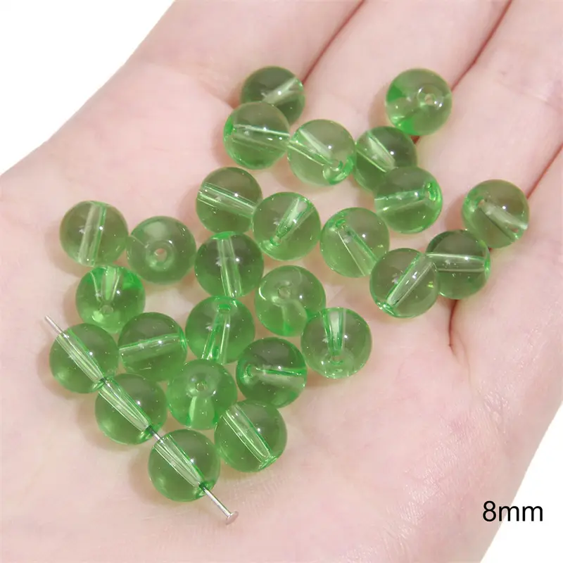 Green transparent solid color glass beads, crystal beads, round beads, bamboo beads, used for DIY handmade bracelets, necklaces, and jewelry Green transparent solid color glass beads, crystal beads, round beads, bamboo beads, used for DIY handmade bracelets, necklaces, and jewelry