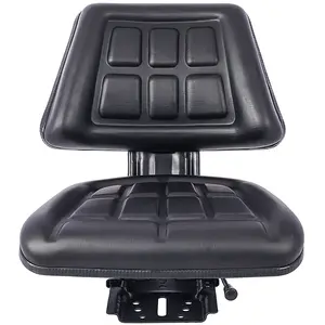 Hdmw Tractor Seat w/ Backrest Black Slide Track Steel/PVC Compact Mower