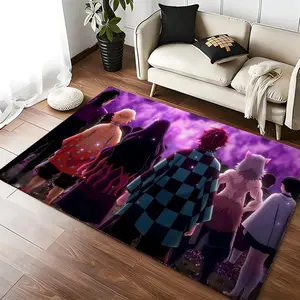 DDemon Slayer Floor Mat Luxury Velvet Doormat Water Absorbent Non-Slip Floor Mat, Soft Shaggy Carpet for Bathroom Kitchen Living Room Bedroom Entrance, Washable Anti-Skid Indoor Outdoor Rug Home Decor