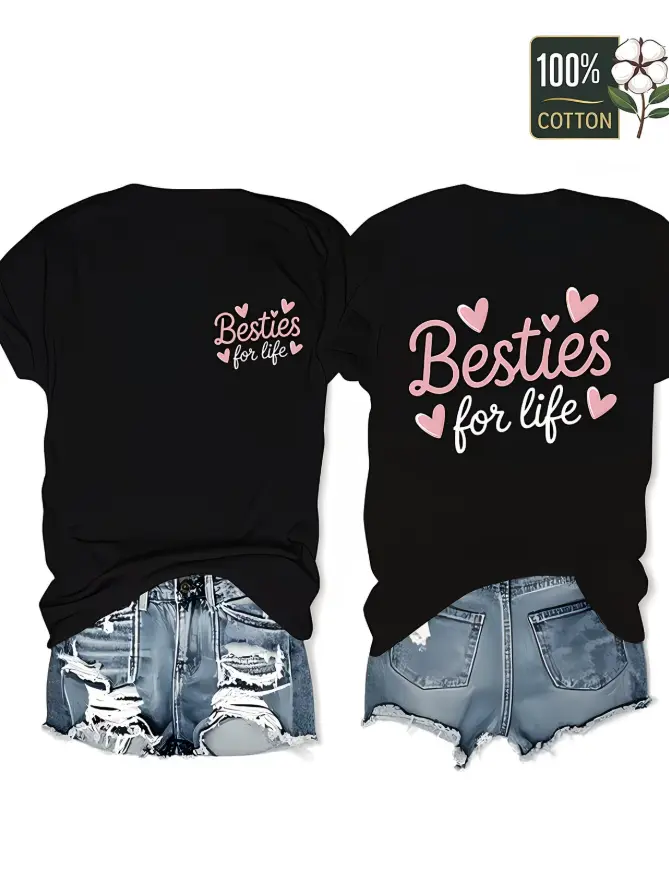 "Best Friends Forever" Couple/BFF T-Shirt – Cute Heart Design – Women's Short-Sleeve Tee – Gift for Best Friends