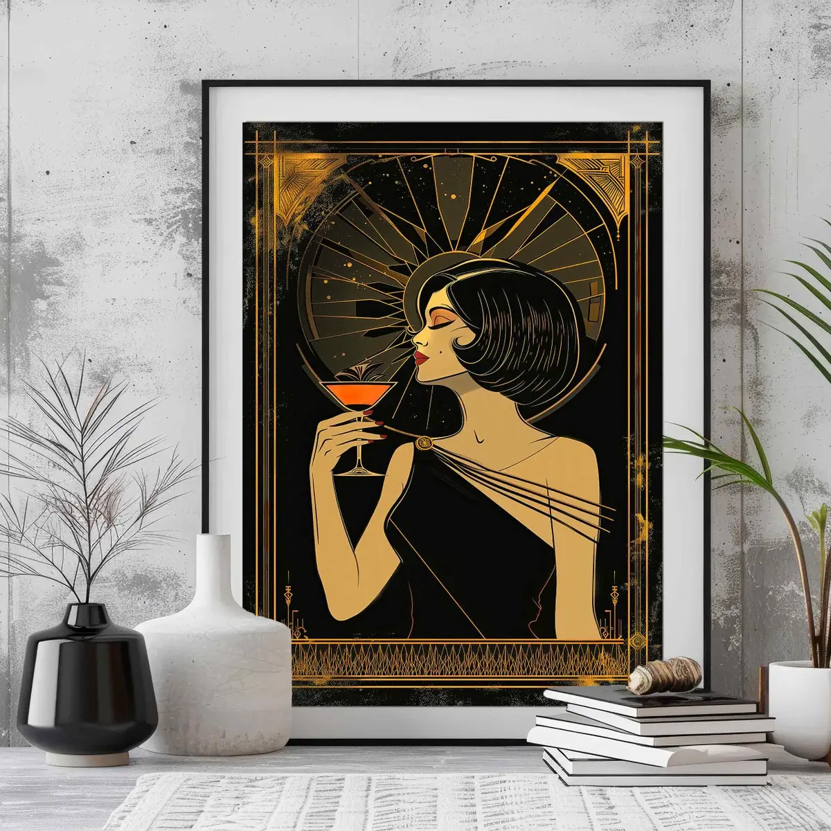 Cocktail Poster 20s Style Wall Art Gift, Vintage Style Dressing Room 1920 Decor, Art Deco Lady Powder Room Wall Art, Art Deco Bedroom, Room Decor, Unframed