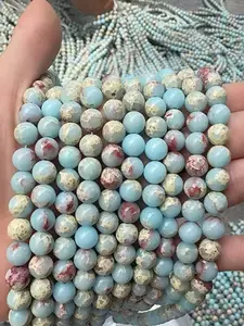 4-12mm Natural Stone Blue Shoushan Jasper Round Beads Exquisite Loose Spaced Beads Used for DIY Bracelets, Necklaces, Earrings, Crafts Accessories, Jewelry Making Supplies, Women's Gifts