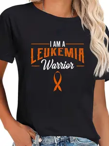 100% Cotton I Am A Leukemia Warrior Blood Cancer Awareness Orange Ribbon T-Shirt