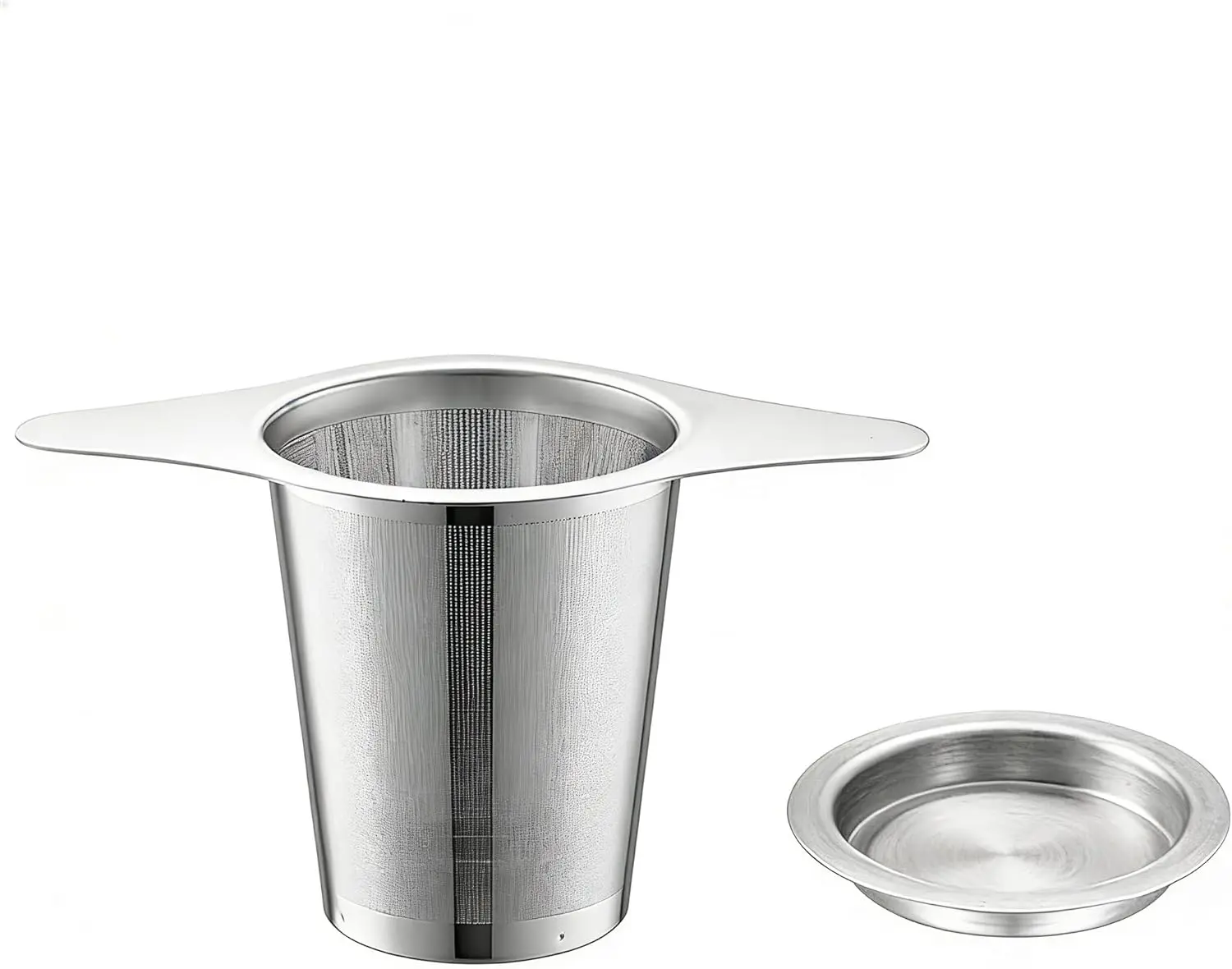 1 Piece Tea Infuser, 304 Stainless Steel Tea Strainer, Double Handle Tea Strainer with Lid, Tea Coffee Infuser with Dense Mesh
