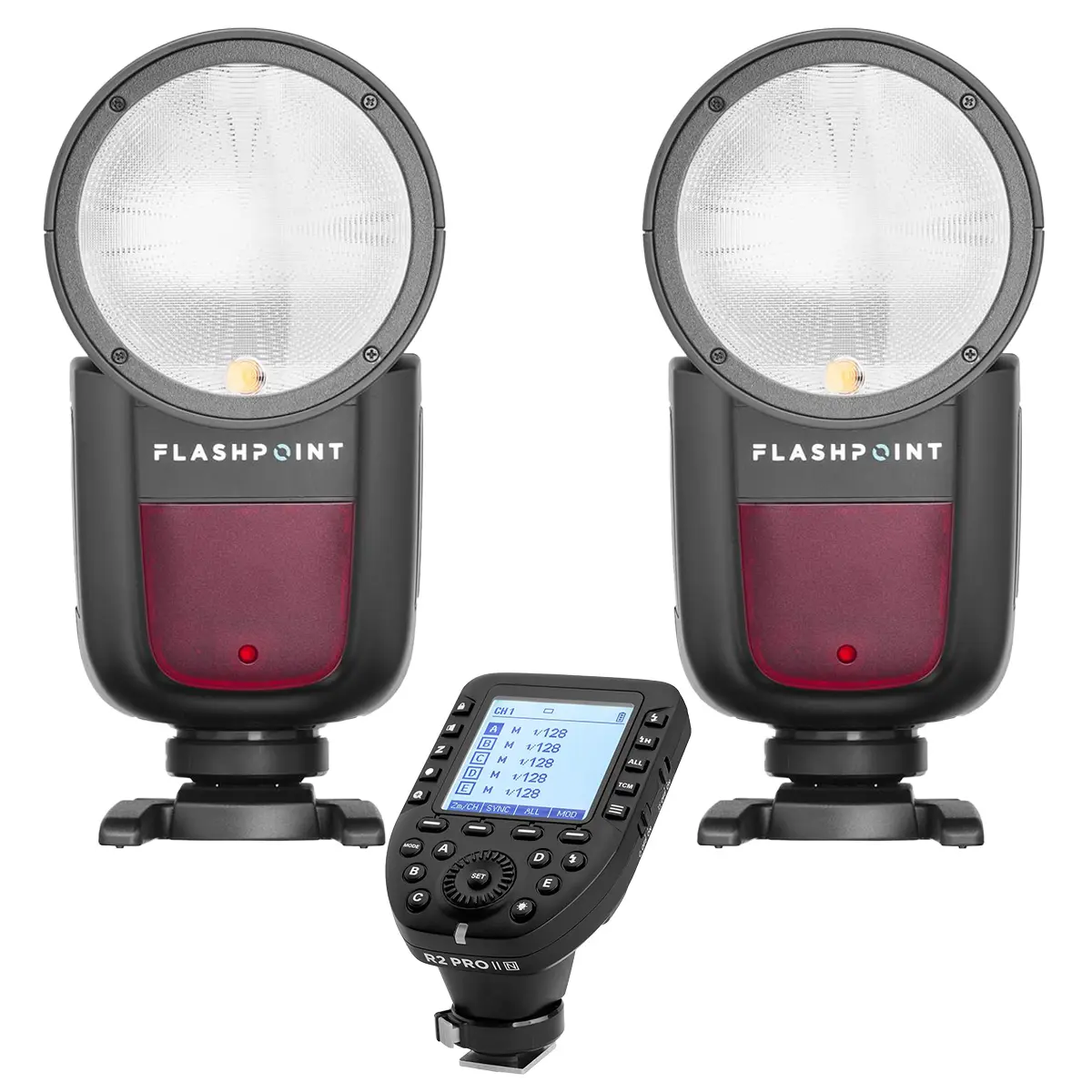 Flashpoint 2-Pack Zoom Li-on X R2 TTL On-Camera Round Flash Speedlight For Nikon (Godox V1) + Flashpoint R2 Pro Mark II 2.4 GHz Wireless Flash Trigger for Nikon