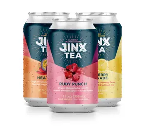 Jinx Tea Cold Brewed Sparkling Beverage Variety Pack - 3 Flavors, 12 cans - Half the Sugar - Natural, Premium Quality