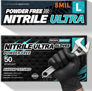Disposable Gloves, 8Mil Latex &  Free  Resistant Heavy Duty  Safe  Glove Black 50 count