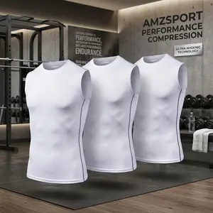 Men's 3 Pack Compression Tank Top - Sleeveless Moisture Wicking Athletic Gym Vest Workout Undershirt Base Layer for Fitness Training Sports Performance Breathable Comfortable Lightweight Activewear Clothing