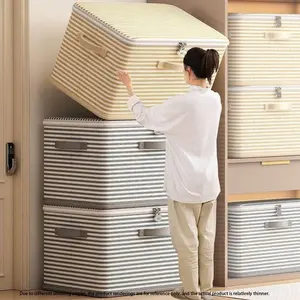 Large Capacity Storage Box for Clothes and Quilts, Zippered Fabric Storage Box, Foldable Storage Container, Organizer Box, Durable Storage Organizer, Storage Basket, Clothes Storage Chest