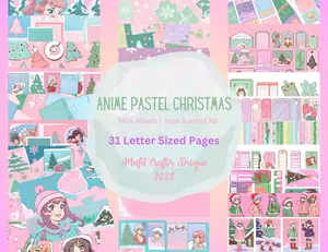 Anime Pastel Christmas Mini Album Junk Journal Kit