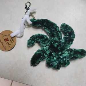 Crochet Weed Leaf Keychain, Handmade Product