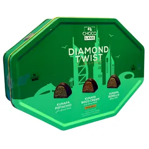 ChocoLake Luxury Tin Mini Dubai Chocolate Twists-3 Flavors Pistachio Kunafa, Bisco Cream Kunafa, Bonello Cream Kunafa