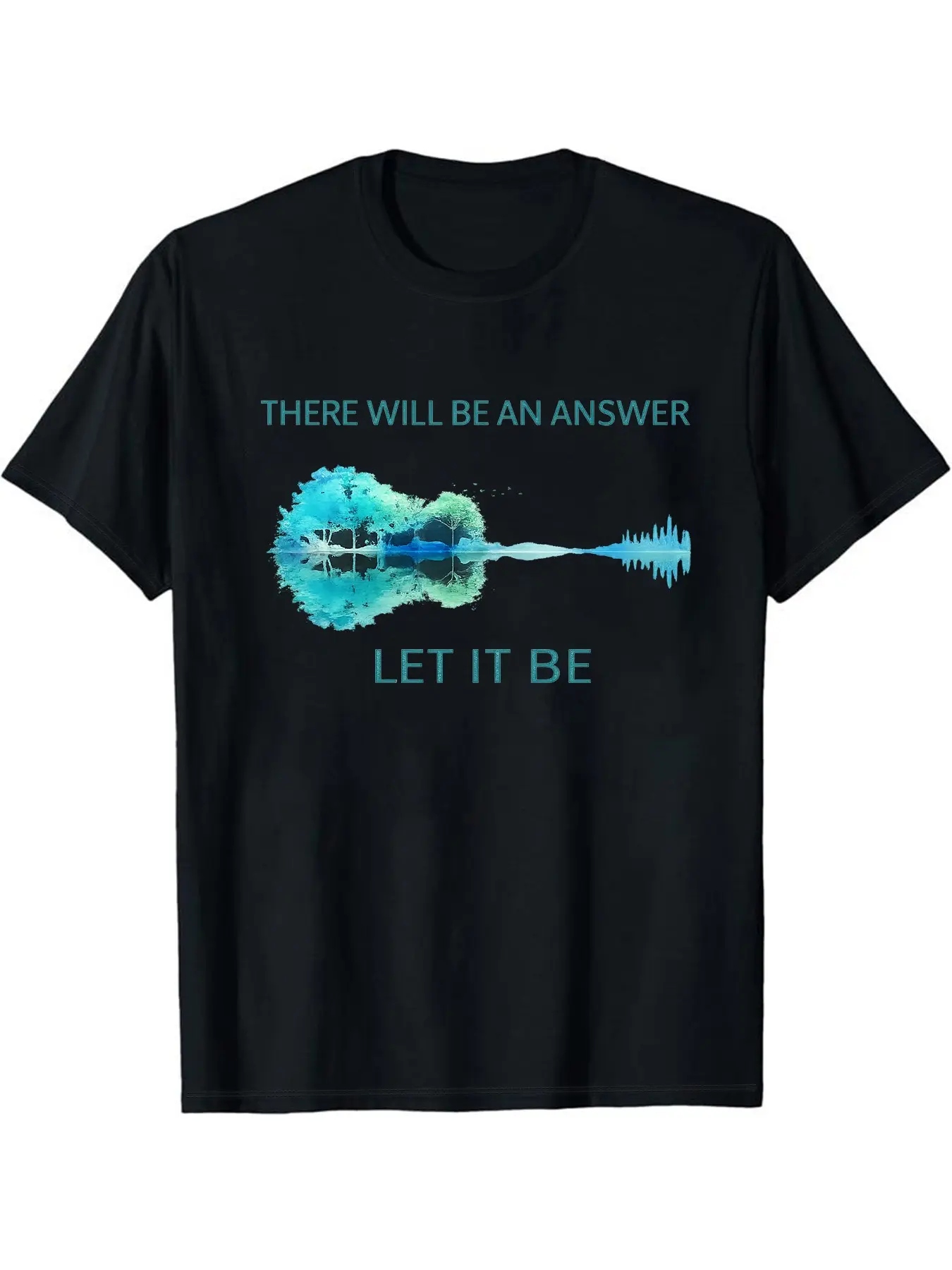 "Let It Be" Guitar Tree Graphic T-Shirt | Beatles Lyric & Nature Music Lovers Casual Top Menswear