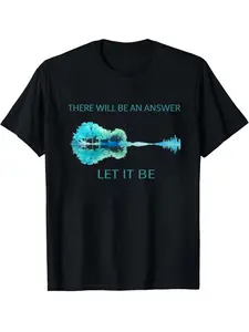 "Let It Be" Guitar Tree Graphic T-Shirt | Beatles Lyric & Nature Music Lovers Casual Top