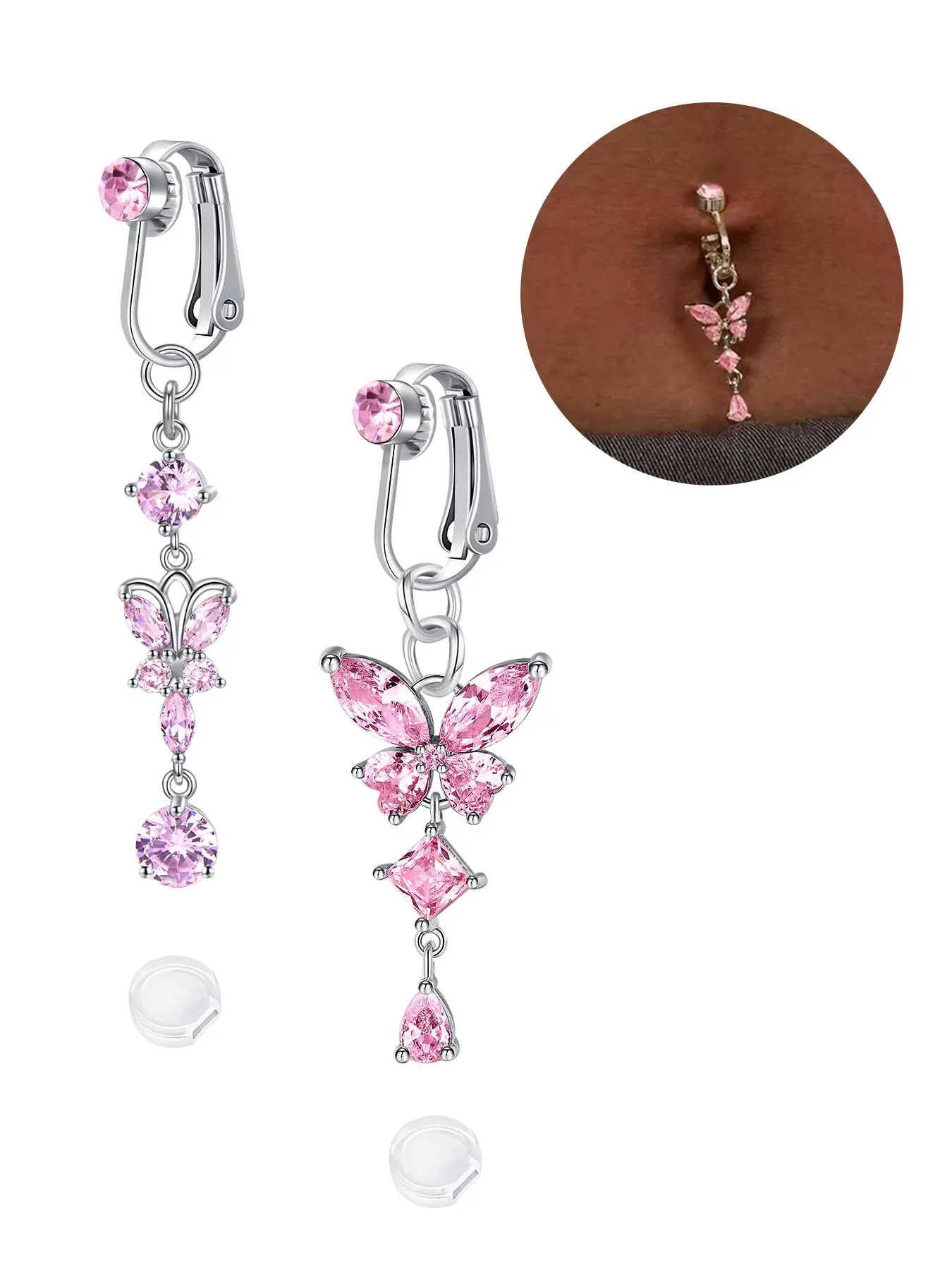 Butterfly Design Belly Button Rings, Body Jewelry, Body Jewellery, Cute Fake Belly Piercing Jewelry for Women & Girls, Fashion Jewelry for Party, Daily Clothing Decor, Accessories for Belly Button, for Birthday Gift