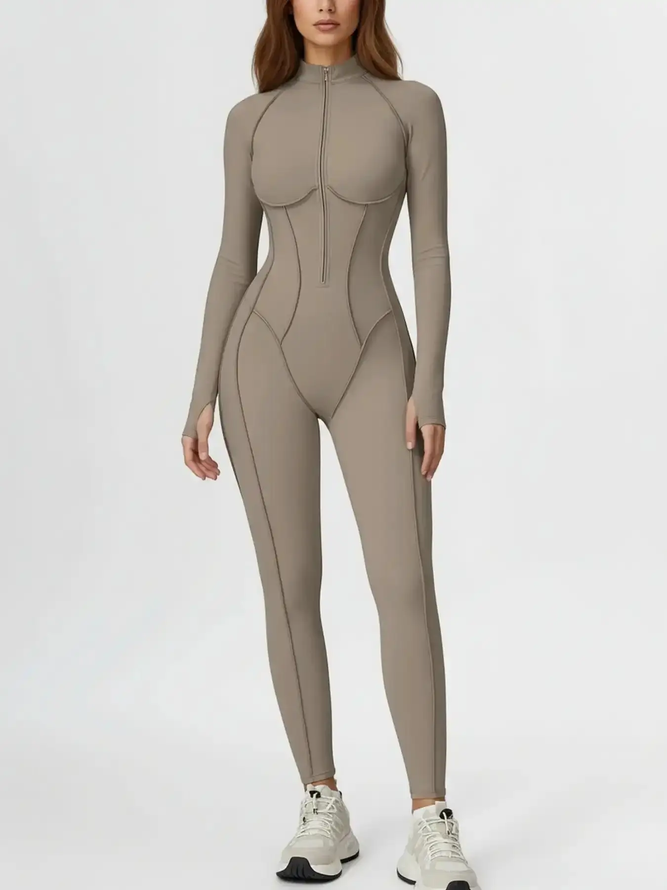 Women's new autumn/winter onesie, half-zip, one-piece fitness wear, Workout Apparel, high-intensity sports yoga wear, suitable for sports and everyday wear, Sporty Jumpsuit, Workout Jumpsuits Shift Dress Off Shoulder