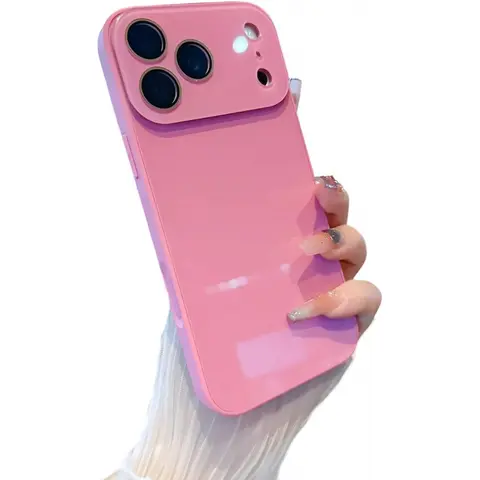 phone Case for iPhone 18pro max ,17/16/15/14/13 Pro Max ,Luxury Crystal Texture Solid Color  - phone cases for iphone 17 pro max,Skin-Friendly Touch Protective Cover ,Handheld Cellphone Devices, Rose Pink Protection