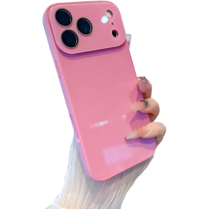 phone Case for iPhone 18pro max ,17/16/15/14/13 Pro Max ,Luxury Crystal Texture Solid Color  - phone cases for iphone 17 pro max,Skin-Friendly Touch Protective Cover ,Handheld Cellphone Devices, Rose Pink Protection