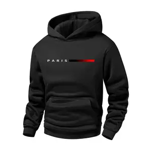 Men's Fashion Fitted Long-Sleeve Pullover Hoodie Sweatshirt - Autumn-Winter Plain Menswear Tops for Sports, Gym