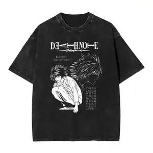 L Death Note T-Shirt Vintage Graphic Anime Tee, Gothic Grunge Y2K Emo Scene Style, Unisex Manga Shirt, Soft Cotton Crewneck, Casual Streetwear for Men & Women, Perfect for Death Note Fans, Amity Affliction Style, Trendy Gift for Anime Lovers Fun Crazy Men