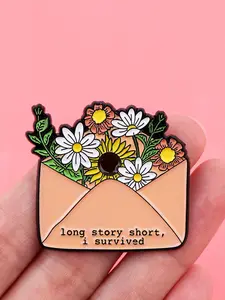 Flower Envelope Design Brooch, Cute Enamel Pin Suitable for Backpacks, Jeans, Scarves, Hats Decoration, Trendy All-match & Exquisite Brooch for Birthday Gift