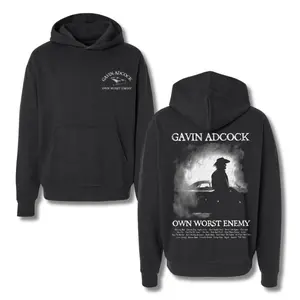 Gavin Adcock Own Worst Enemy Tour 2025 Hoodie – Pullover Featuring Cowboy Silhouette Graphic and Tour for Country Music Fans.