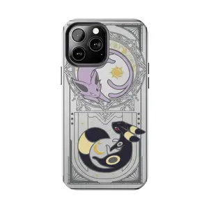Espeon & Umbreon Pokemon Sun and Moon Case for iPhone 17-7 Pro Max Plus & Samsung Galaxy S25-S21 Ultra Plus - Celestial Eeveelution Aesthetic Phone Cover Unisex