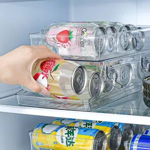 Refrigerator beverage storage rack, double-layer rolling can storage rack, kitchen desktop beverage rack, refrigerator can beverage rack