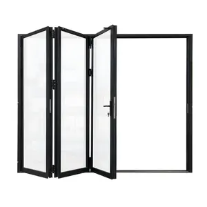 108 in. x 80 in. Matte Black Right to Left Out-Swing Thermal Break Aluminum Folding Patio Door with Locks
