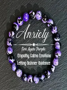 Fire Agate Crystal Bracelet for Anxiety Relief & Calm, Grounding Healing Stone, Handmade Gemstone Jewelry, Stress Reduction Accessory